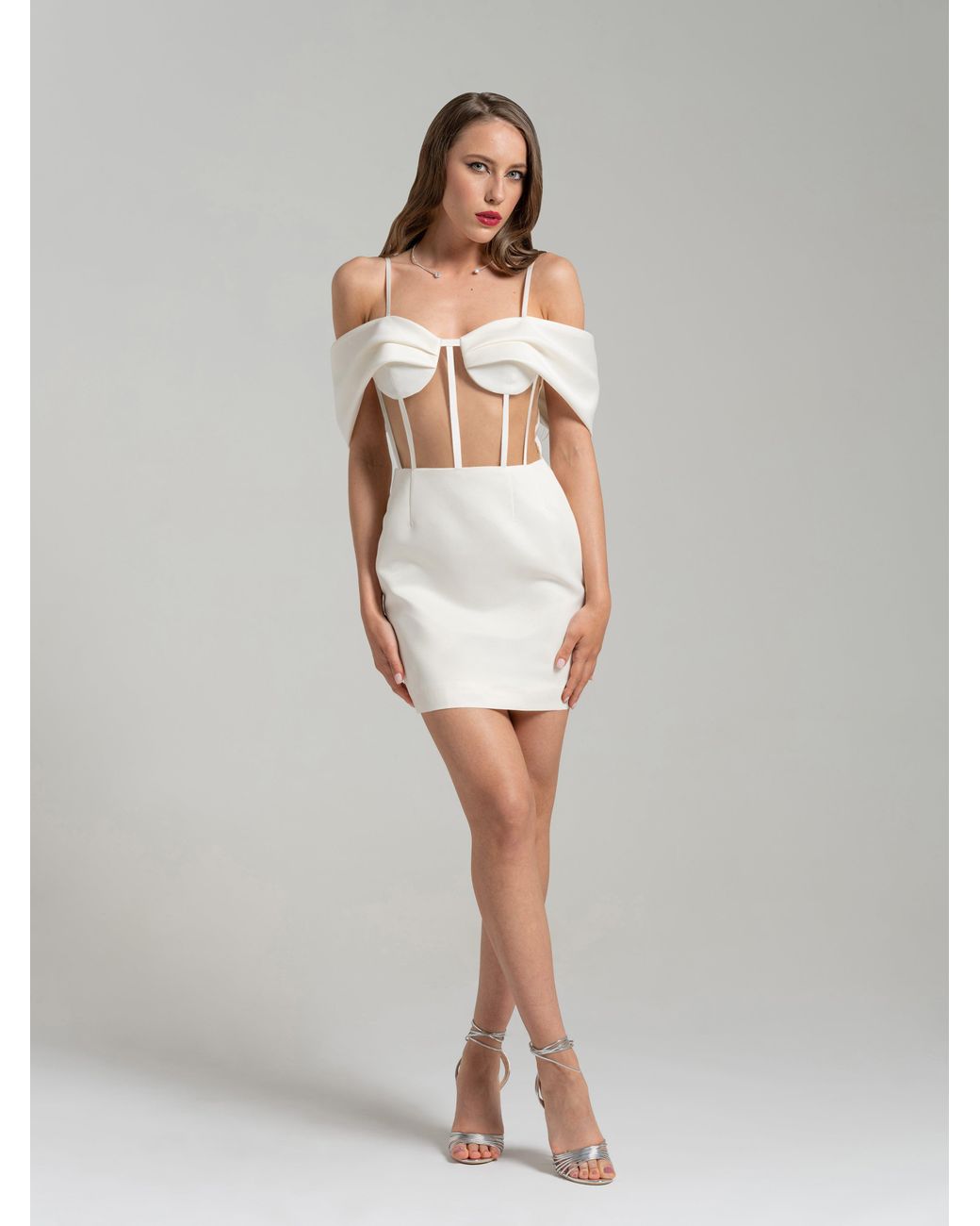 Tia Dorraine White Belle Of The Ball Satin Mini Dress