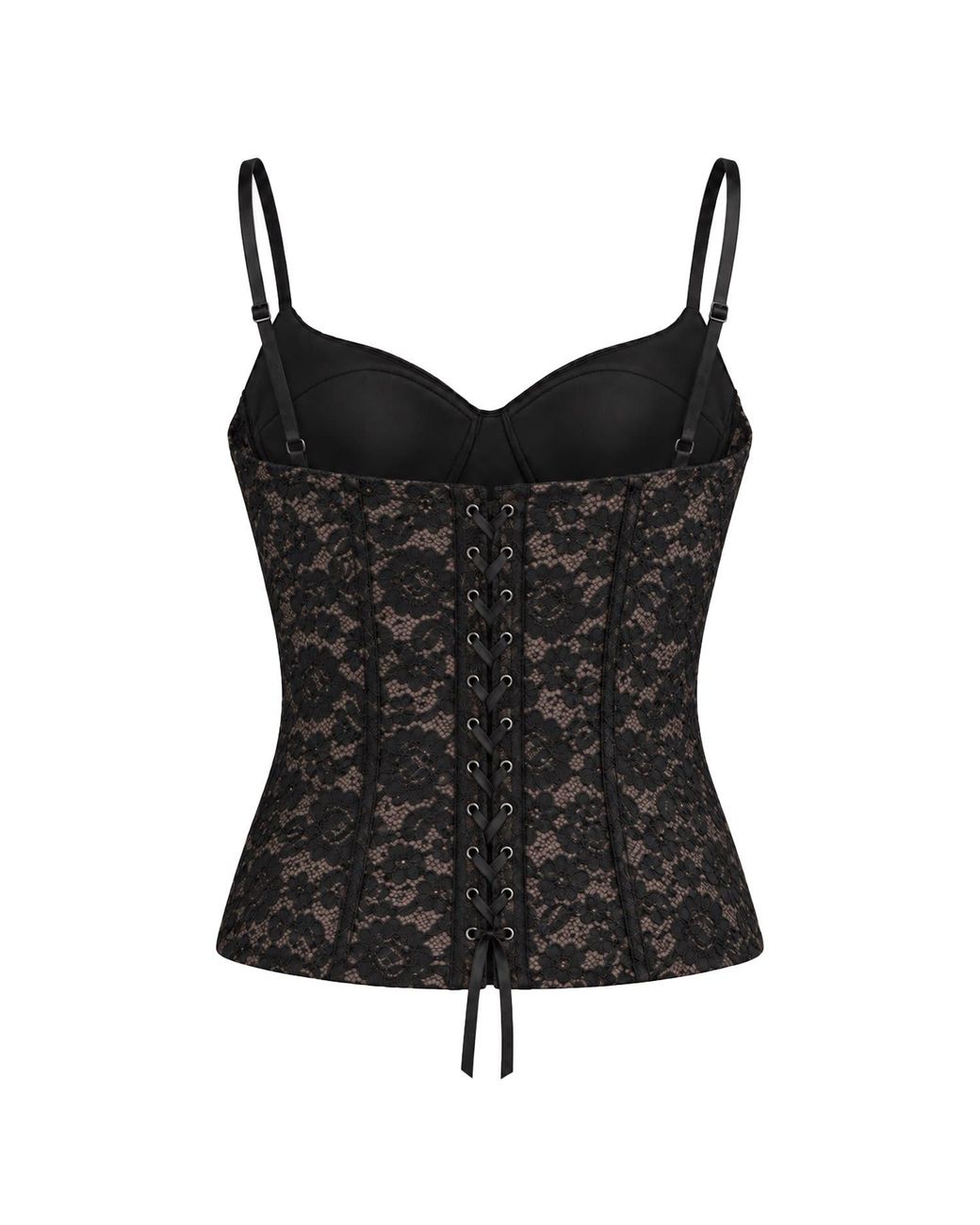Malo Black Lace Corset Bustier Top