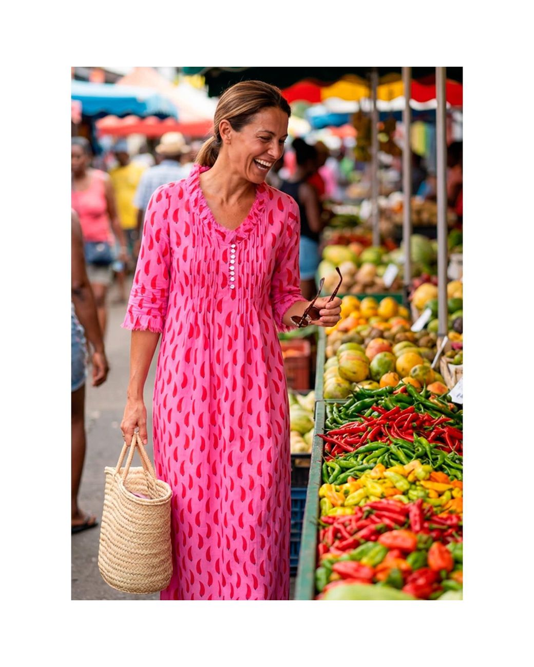 At Last Pink Cotton Annabel Maxi Dress