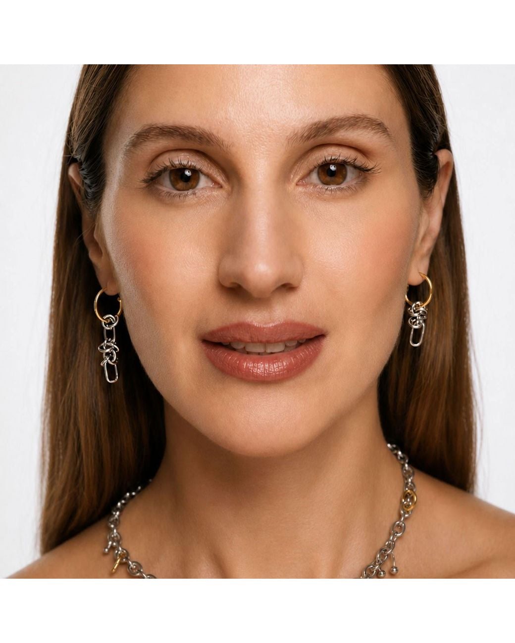 Kirei Metallic Axis Asymmetric Hoop Earrings