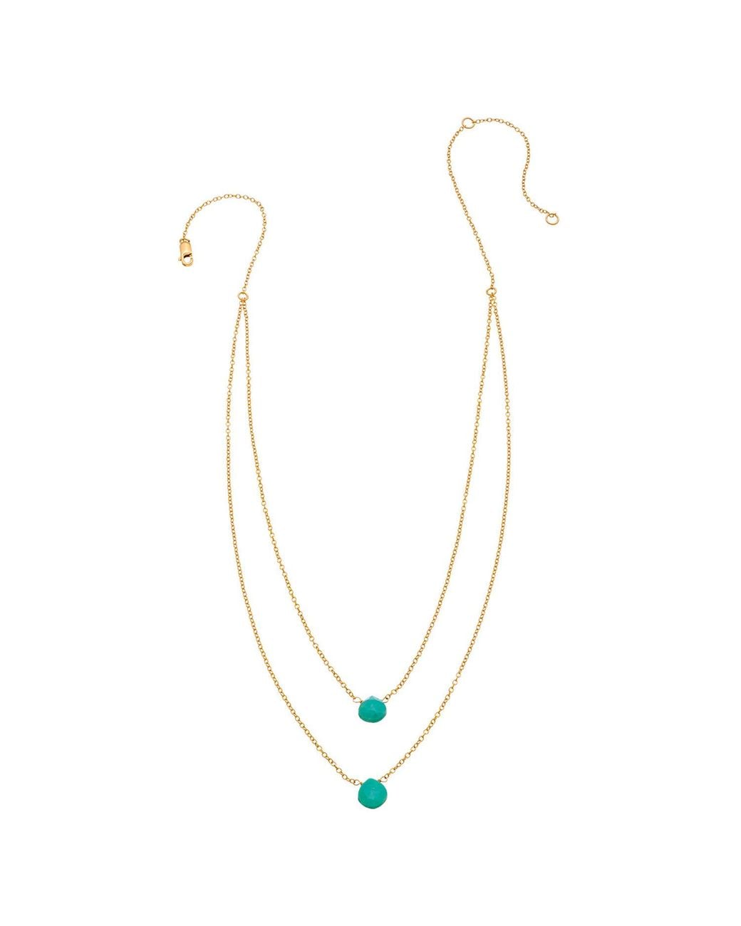 Heather Hawkins Jewelry Metallic Two Tiny Gemstones Drape Necklace