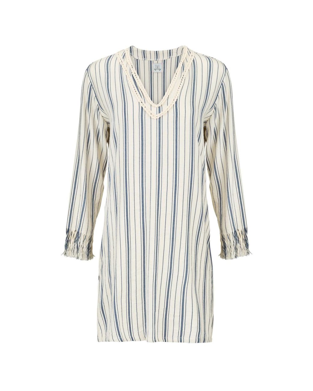 Boutique Kaotique White Moroccan Beach Cover Up Dress Kaftan Stripes