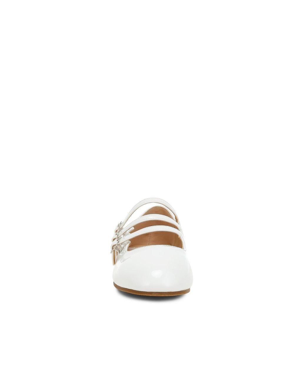 Rag & Co White Macarina Triple Strap Mary Jane Ballerinas