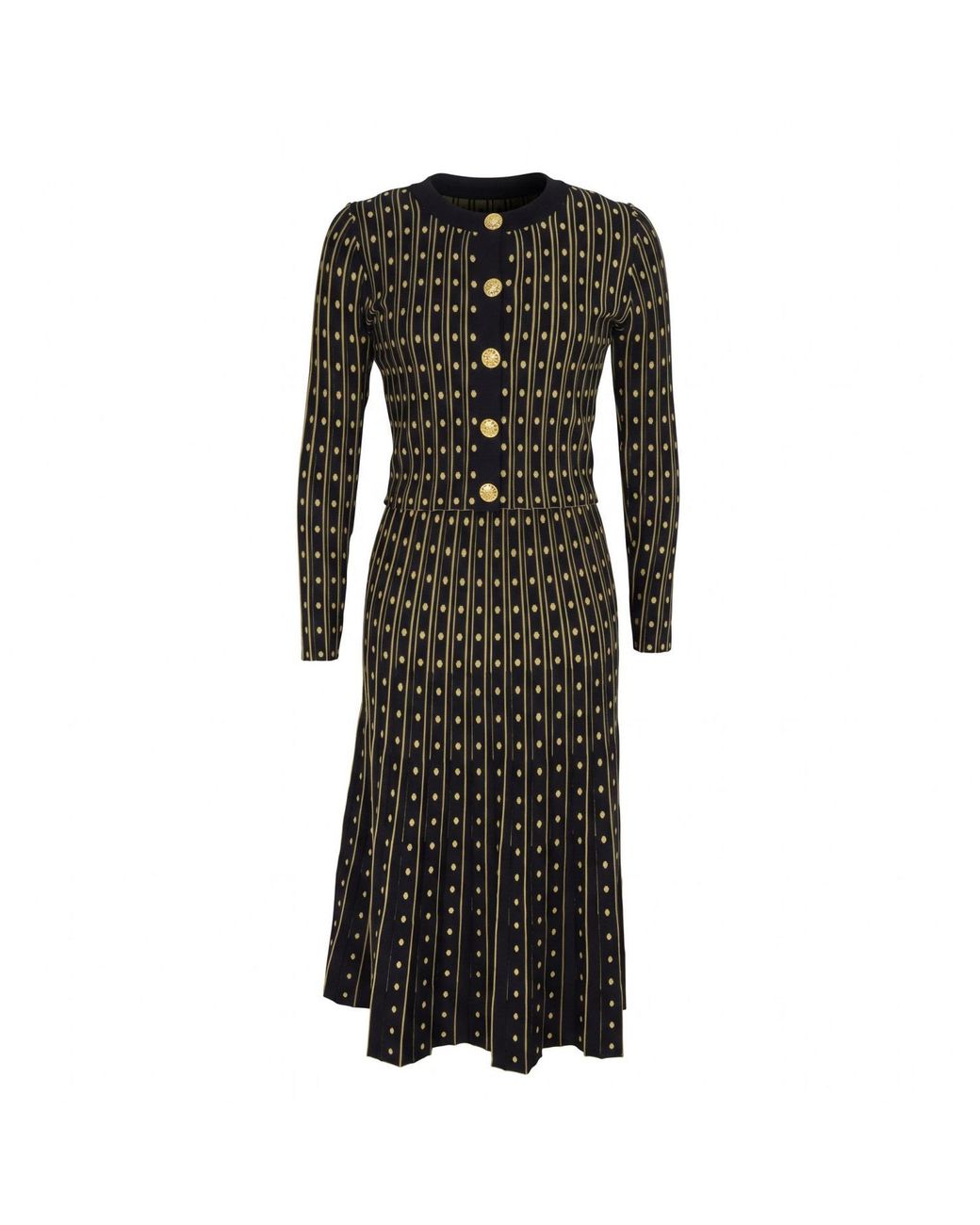 Modenaire Black Metallic Knit Cardigan And Midi Dress Set