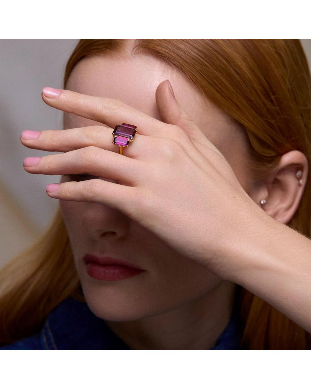 Dinny Hall Pink Trinny Trilogy Smokey Quartz & Rhodolite Ring