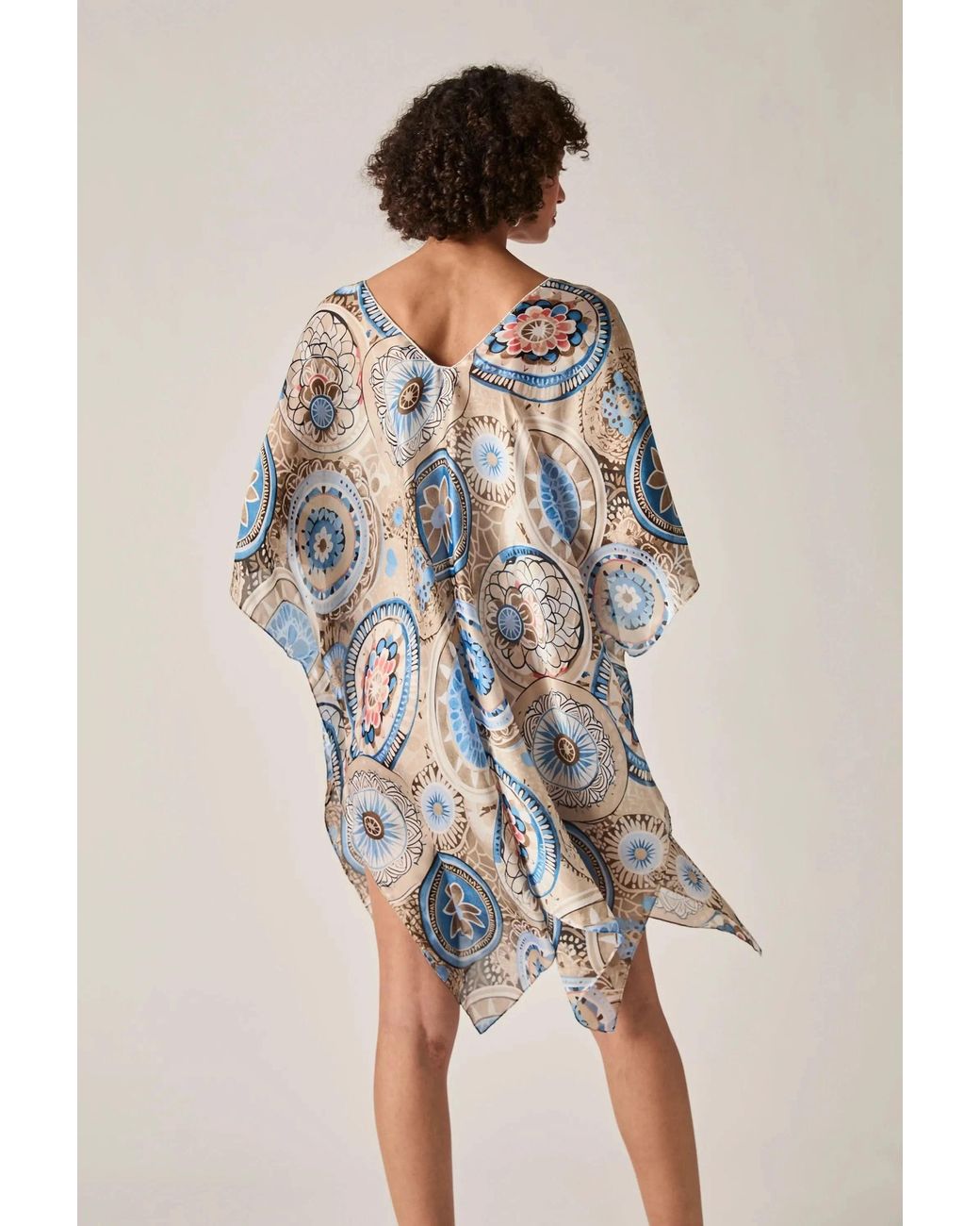 James Lakeland Blue Mandala Print Kaftan