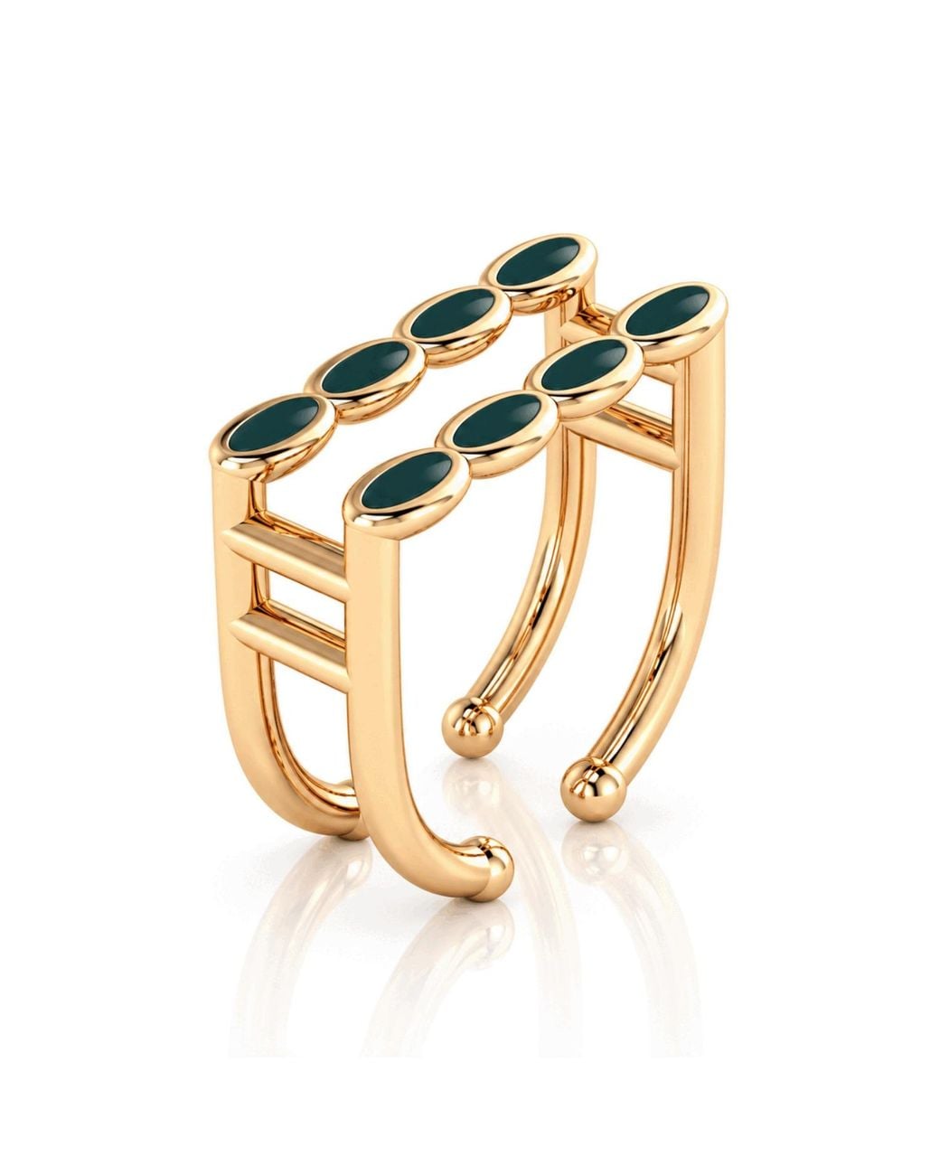 Linda Fiore Metallic Amalei Vermeil Ring With Dark Enamel