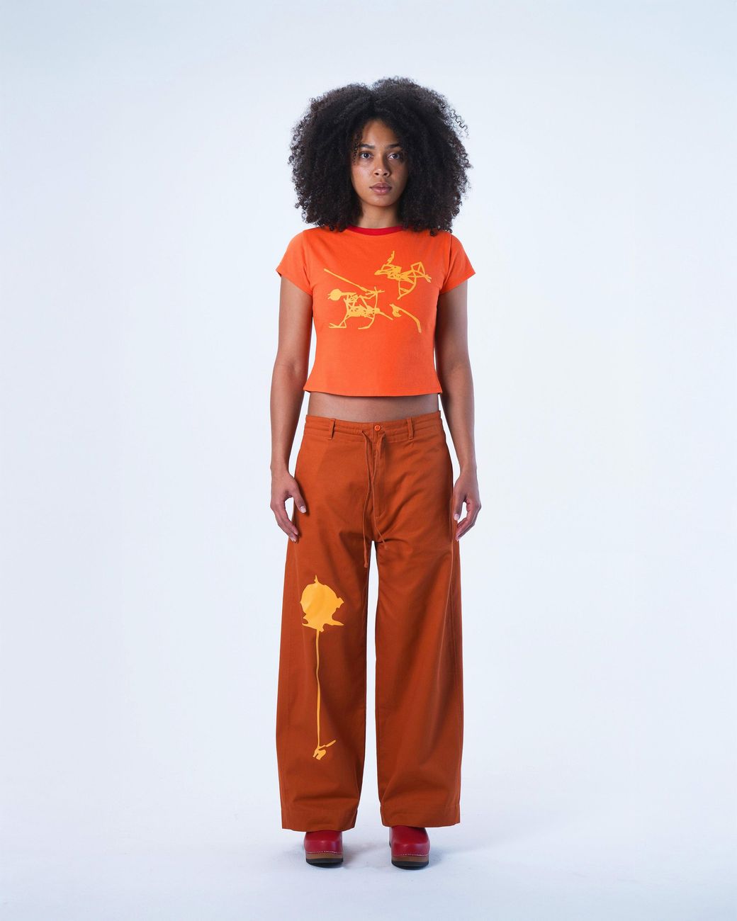 Lilia Munn Orange Cropped Graphic Tee – Organic Cotton