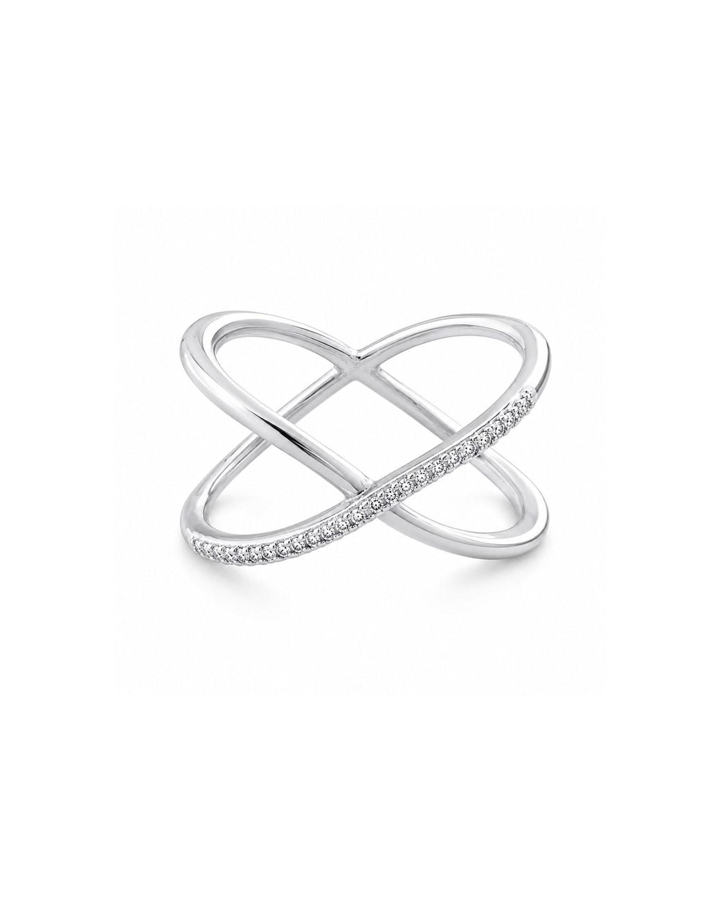 Spero London Metallic Sterling Pave X Ring