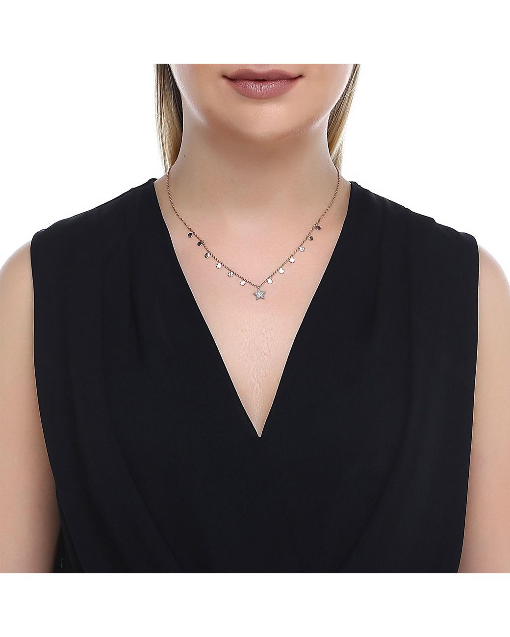 Ecce | Artisan Diamonds Metallic Single 14Ct Star Diamond Sequin Necklace