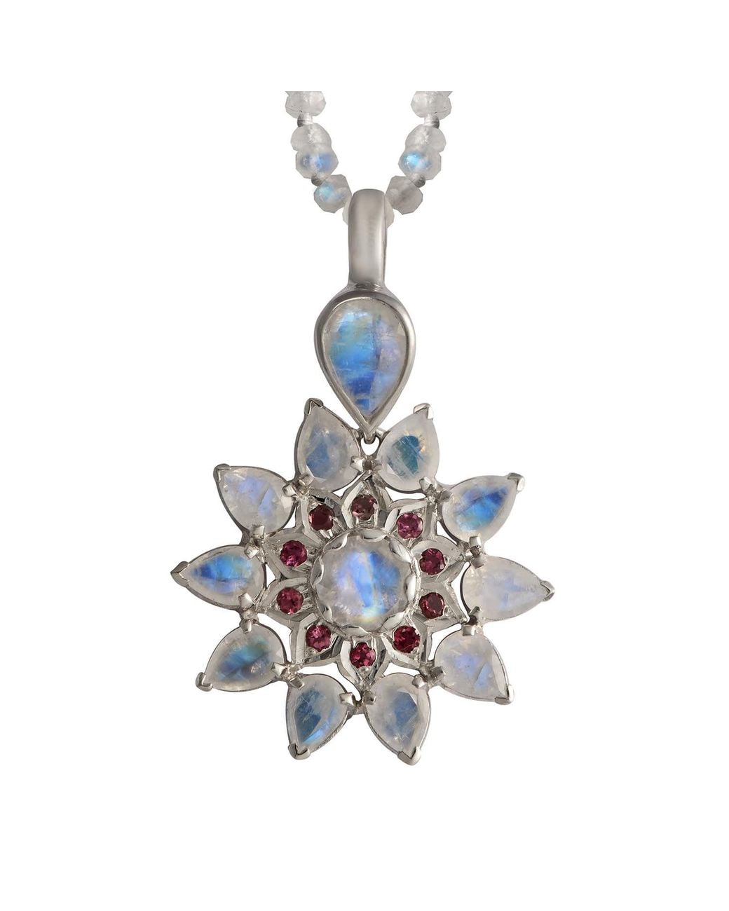 Emma Chapman Jewels Blue Stella Moonstone Garnet Pendant