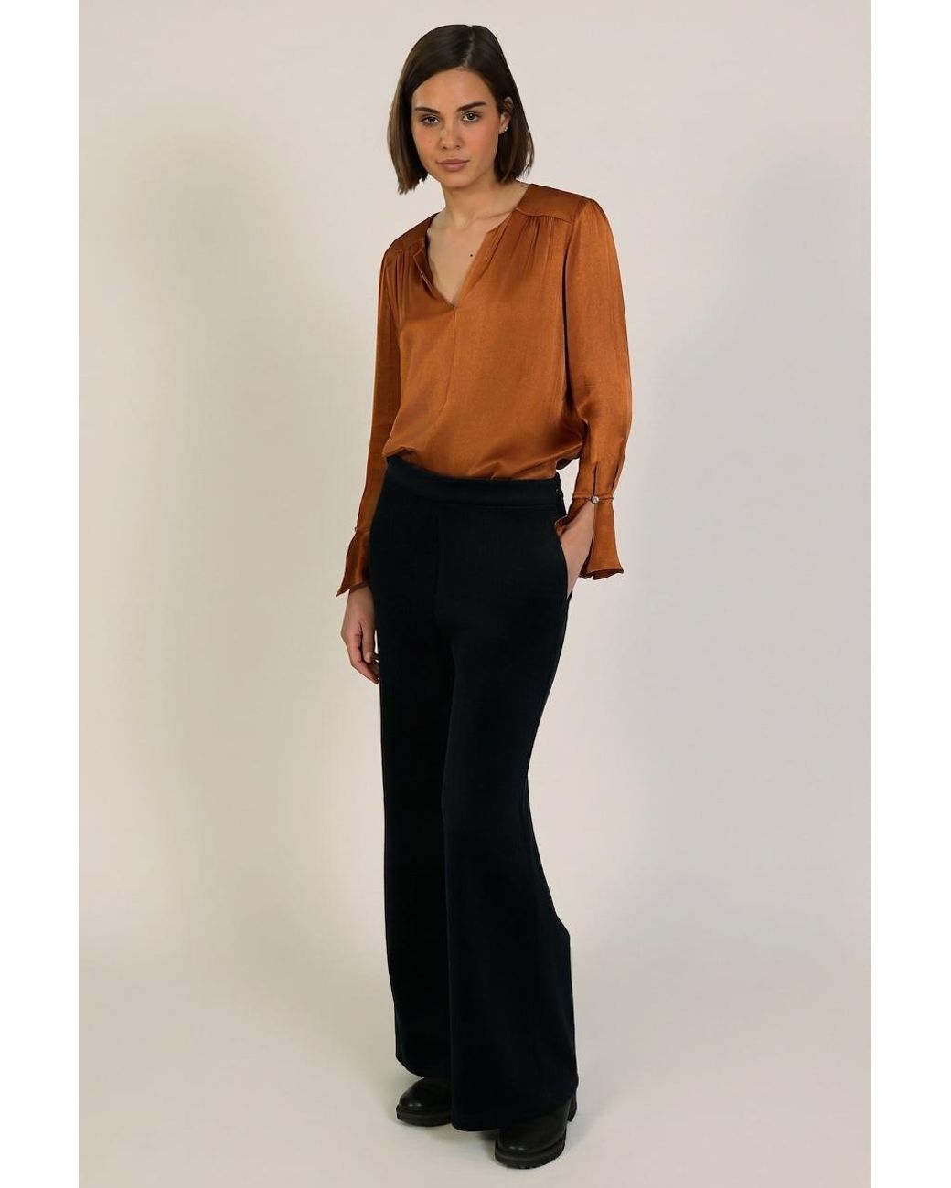 Traffic People Black Corrie's Bravado Velvet Cord Bouvier Wide Leg Trousers