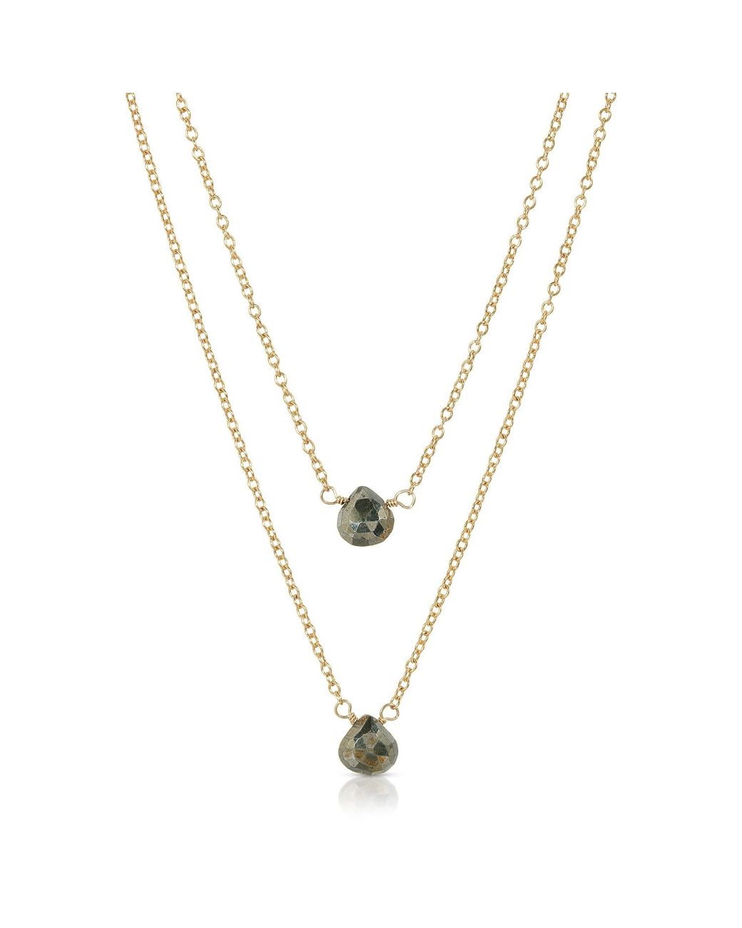 Heather Hawkins Jewelry Metallic Two Tiny Gemstones Drape Necklace