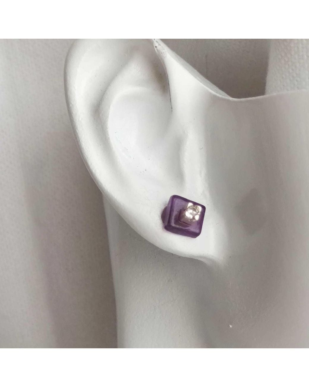 Lily Flo Jewellery Purple Amethyst Lab Grown Diamond Stud Earrings