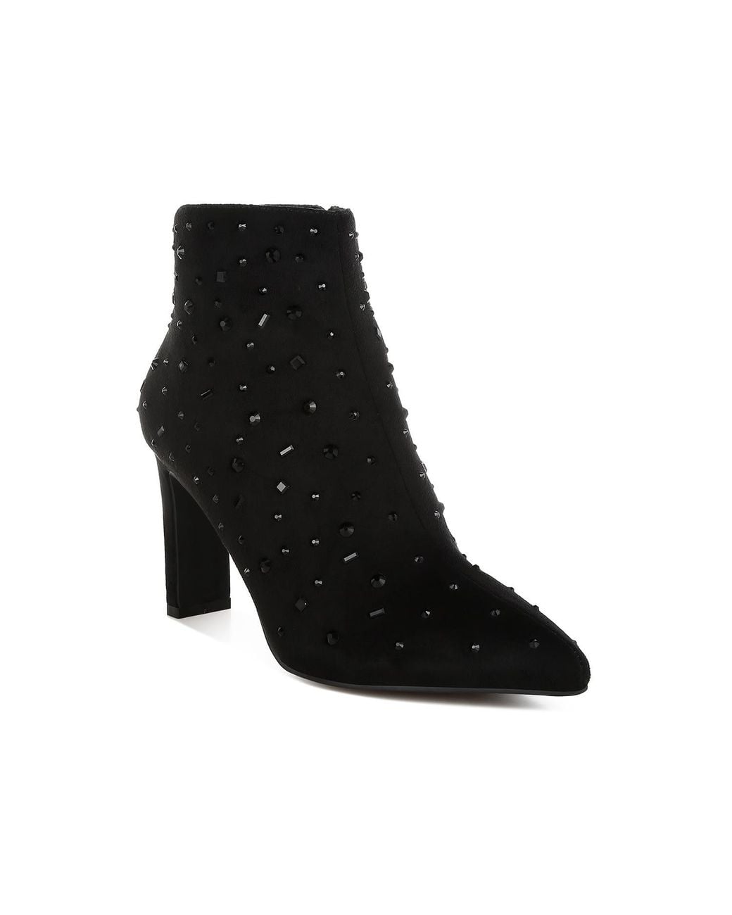 Rag & Co Black Sakura Diamante Embellished Microfiber Boots