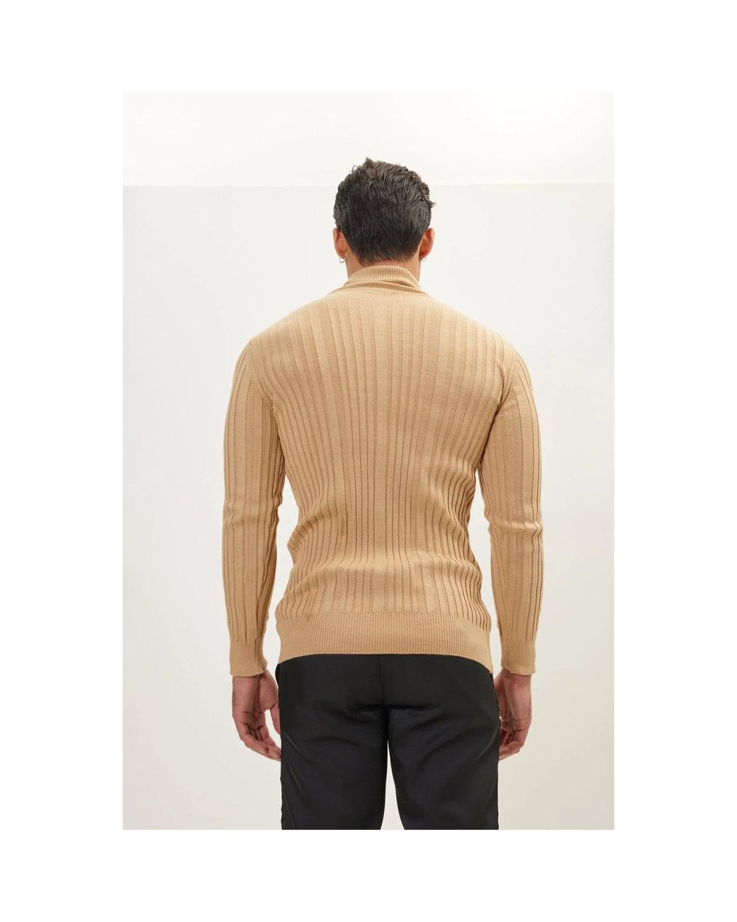 Ron Tomson Natural Neutrals Roll Neck Ribbed Sweater for men