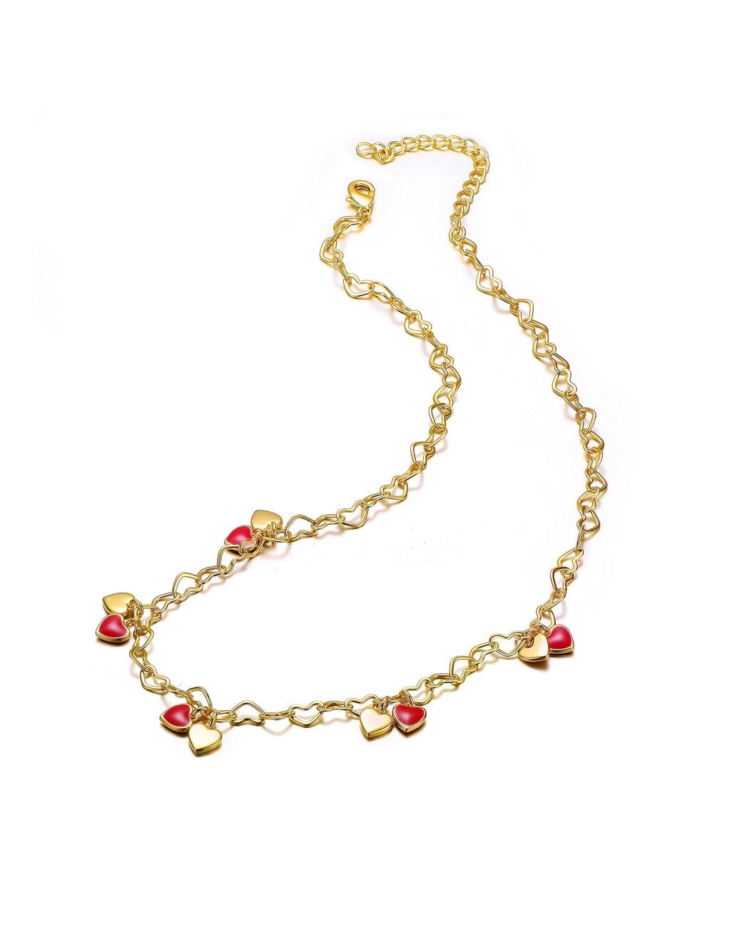 Genevive Jewelry Metallic Plated Heart Enamel Charm Necklace For Toddler/Kids
