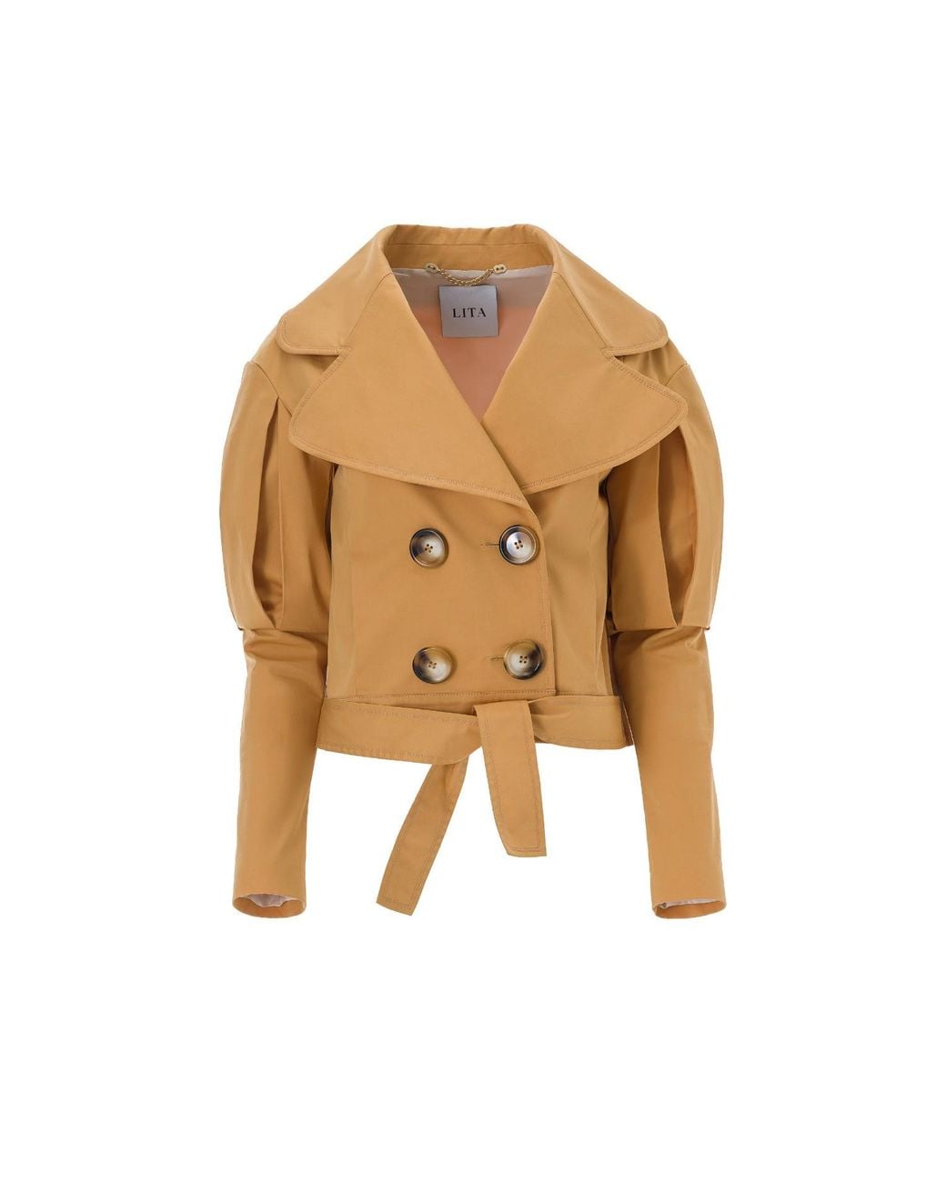 Lita Couture Brown Statement Jacket With Oversized Lapels