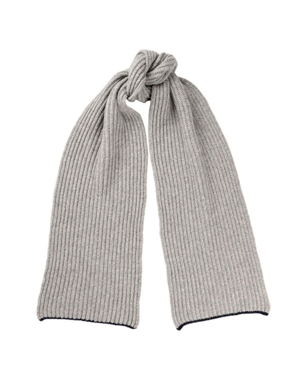 Kinalba Gray Gents Light Chunky Ribbed Cashmere Scarf for men