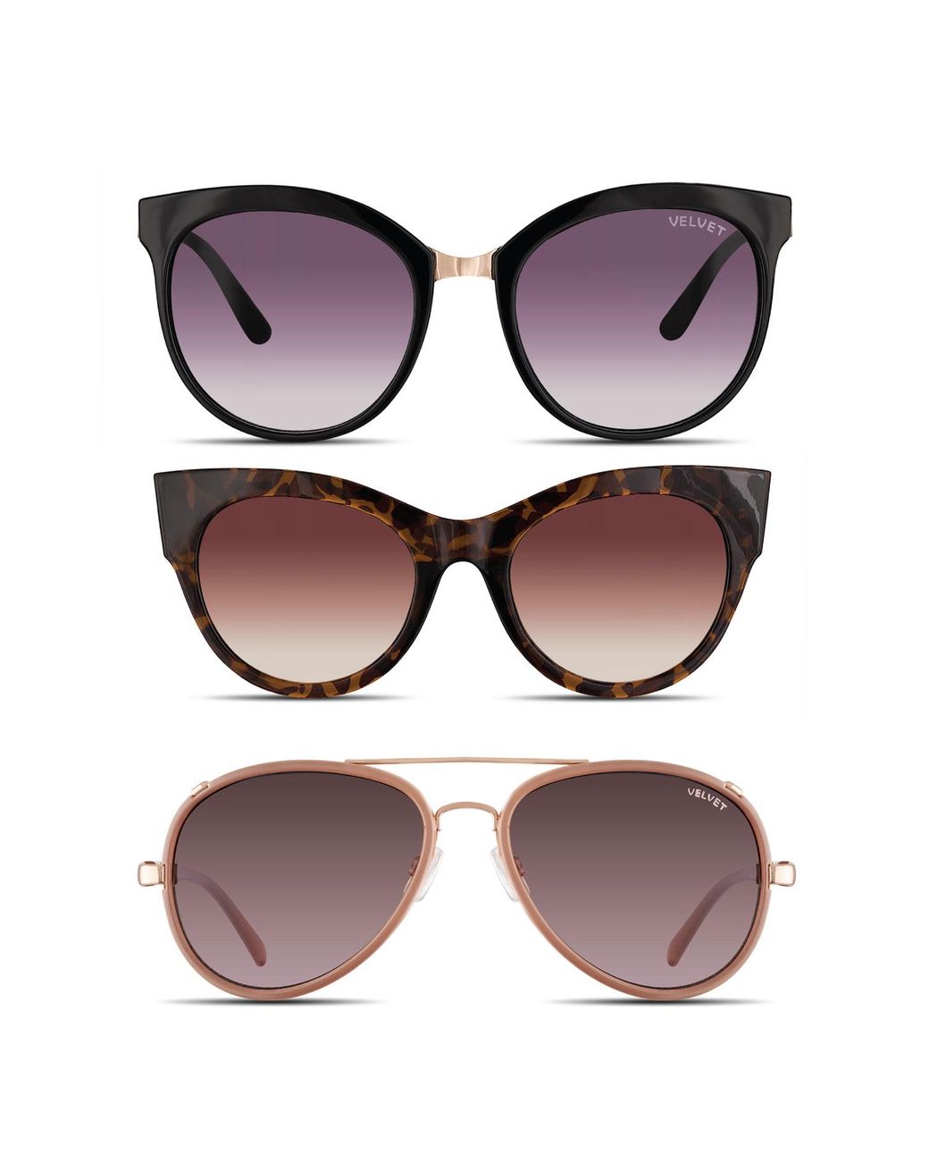 Velvet Eyewear Brown Square Face Shape Sunglass Style Box