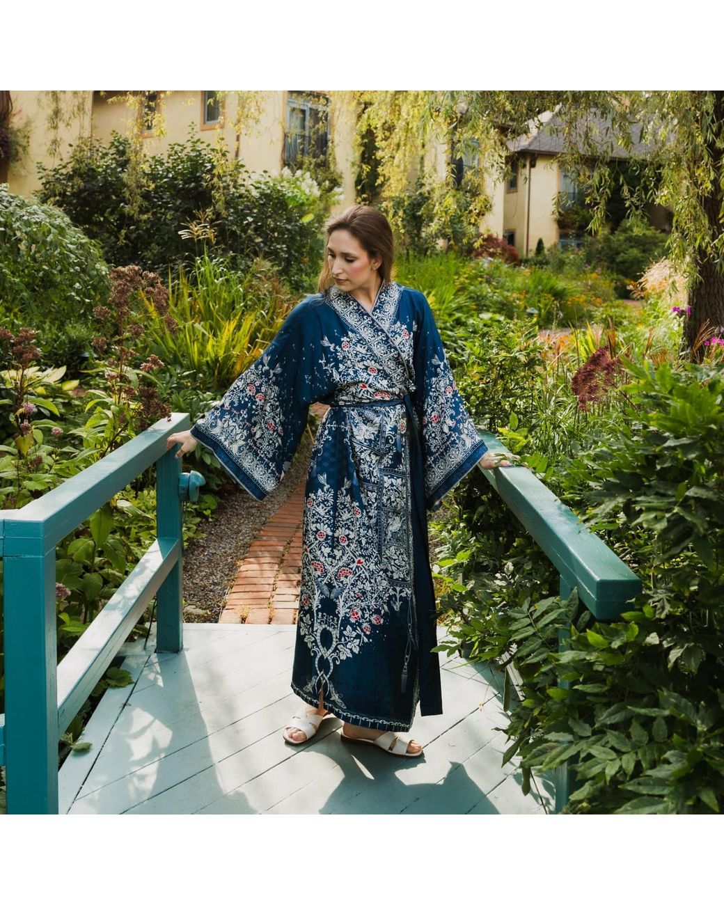 Silk&Soul Blue Tree Of Life Silk Robe