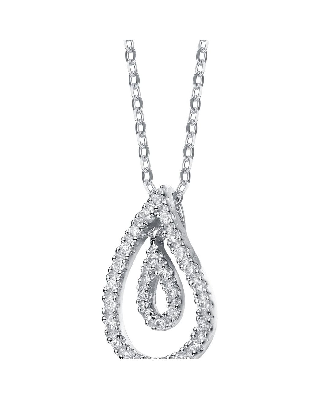 Genevive Jewelry Metallic Sterling Cubic Zirconia Teardrop Pendant