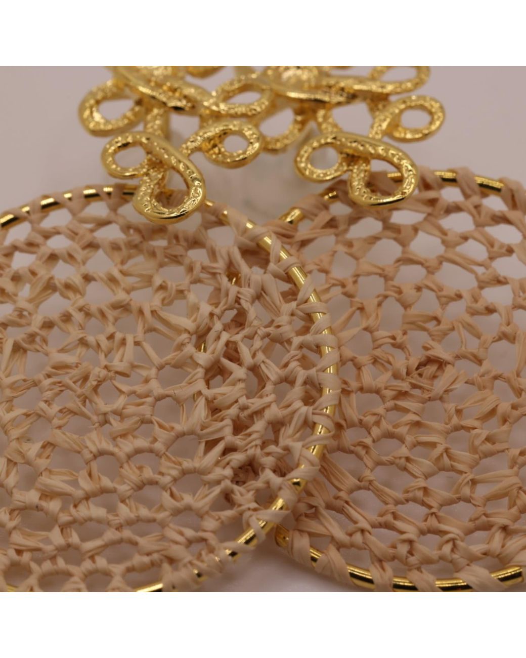 Nart Nature Making Art Metallic The Buriti Natural Fiber Lace Earrings
