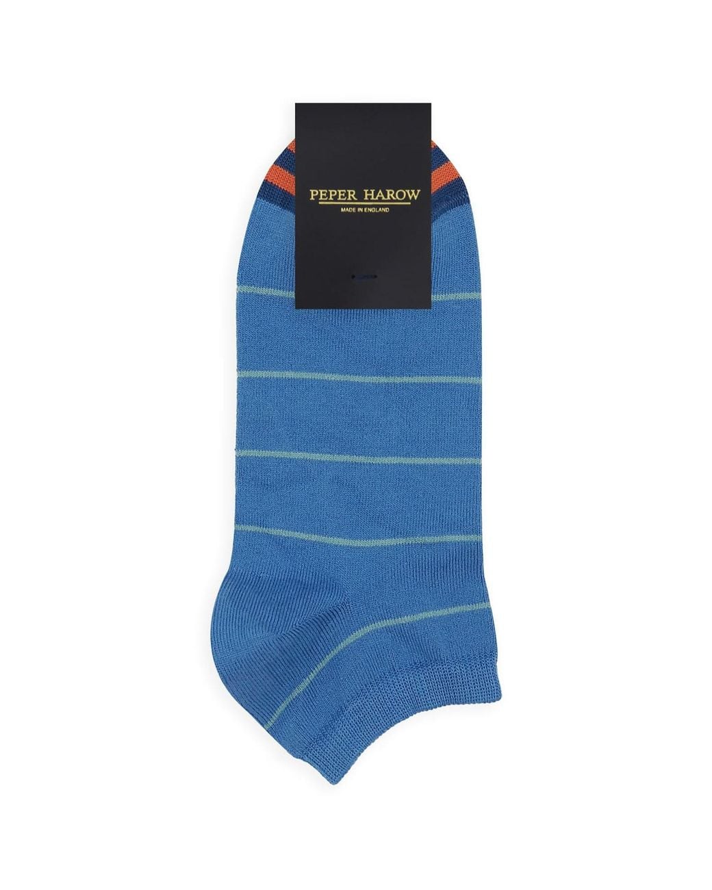 Peper Harow - Made in England Blue Thin Stripe & Dash Trainer Socks Bundle for men