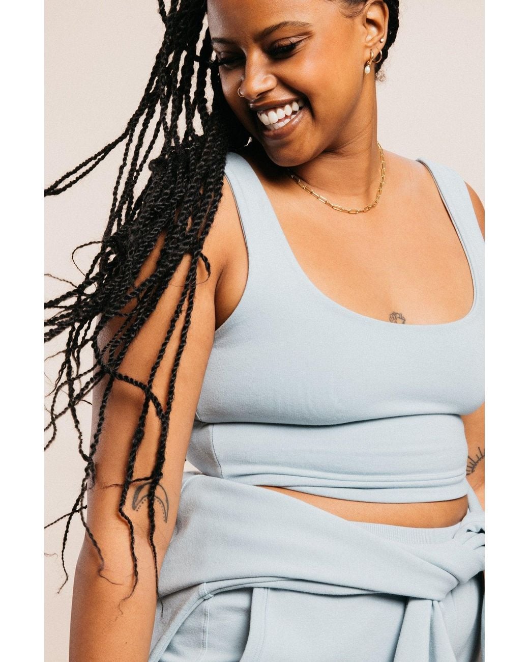 Ocio Leisurewear Blue Double Scoop Tank