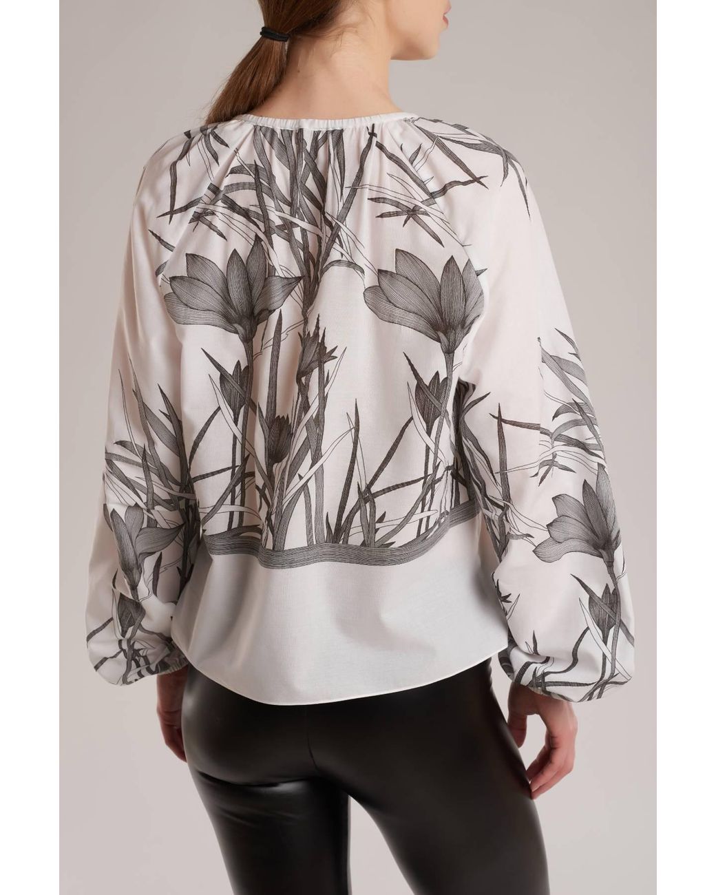Ginta White Neutrals Floral-Print Cotton Top