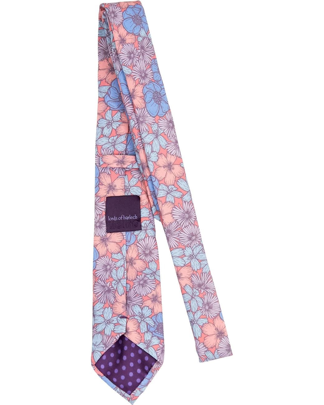 Lords of Harlech Purple Taddeo Dense Floral Merino Tie for men