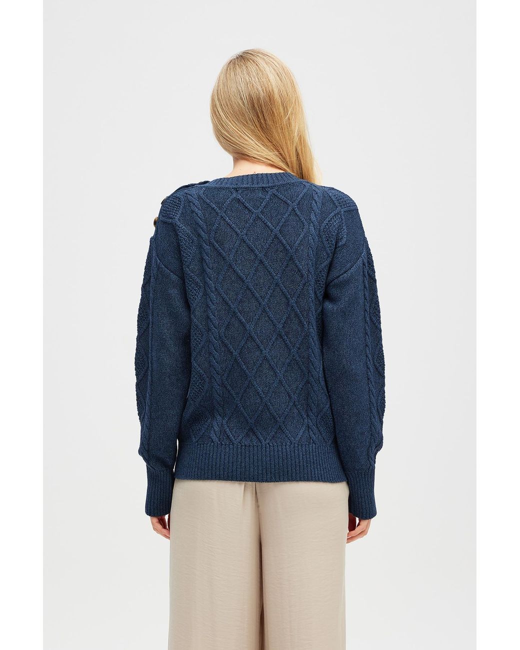 Peraluna Blue Daphne Cable Knit Jumper