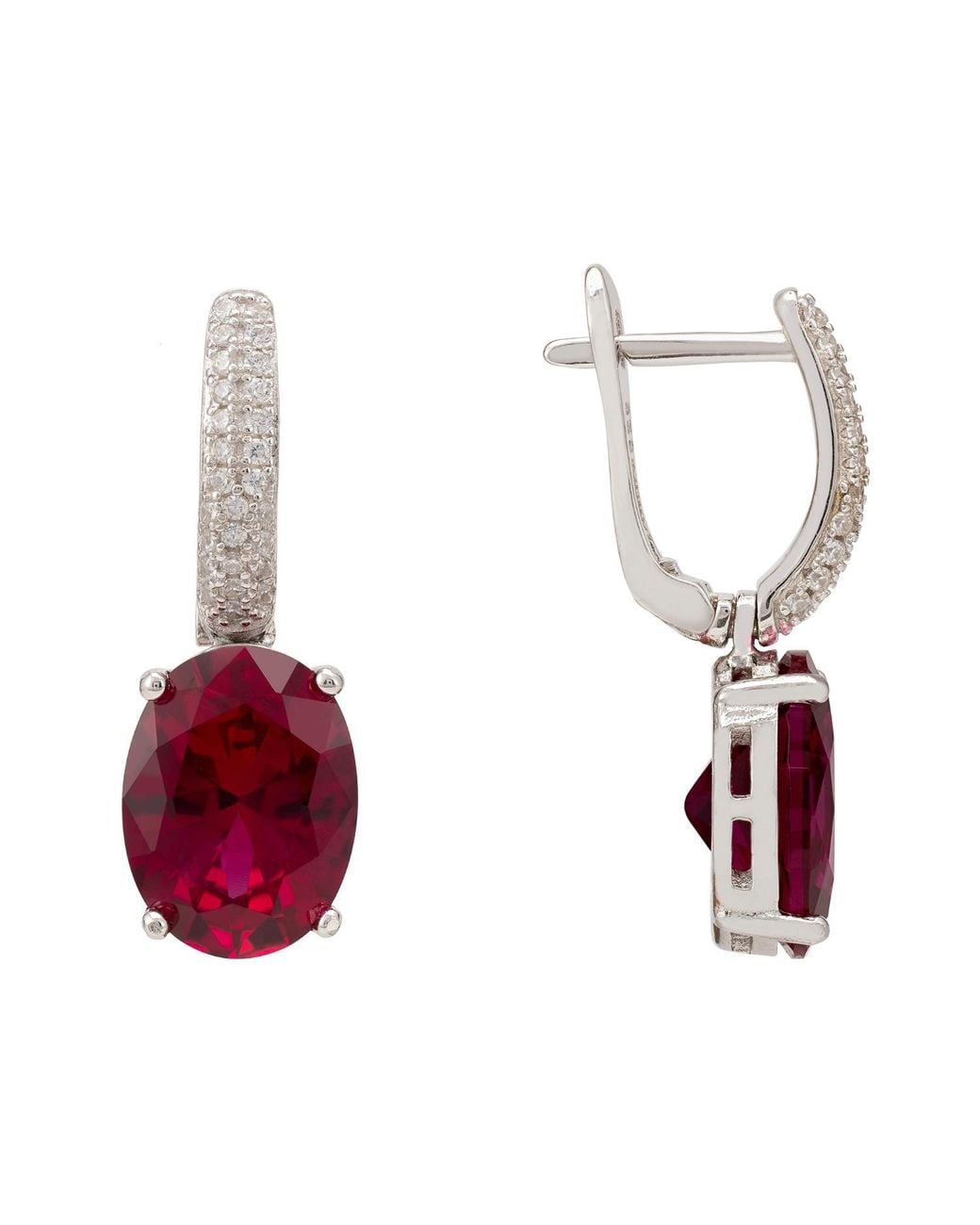 Latelita London Red Alexandra Oval Drop Earrings Ruby