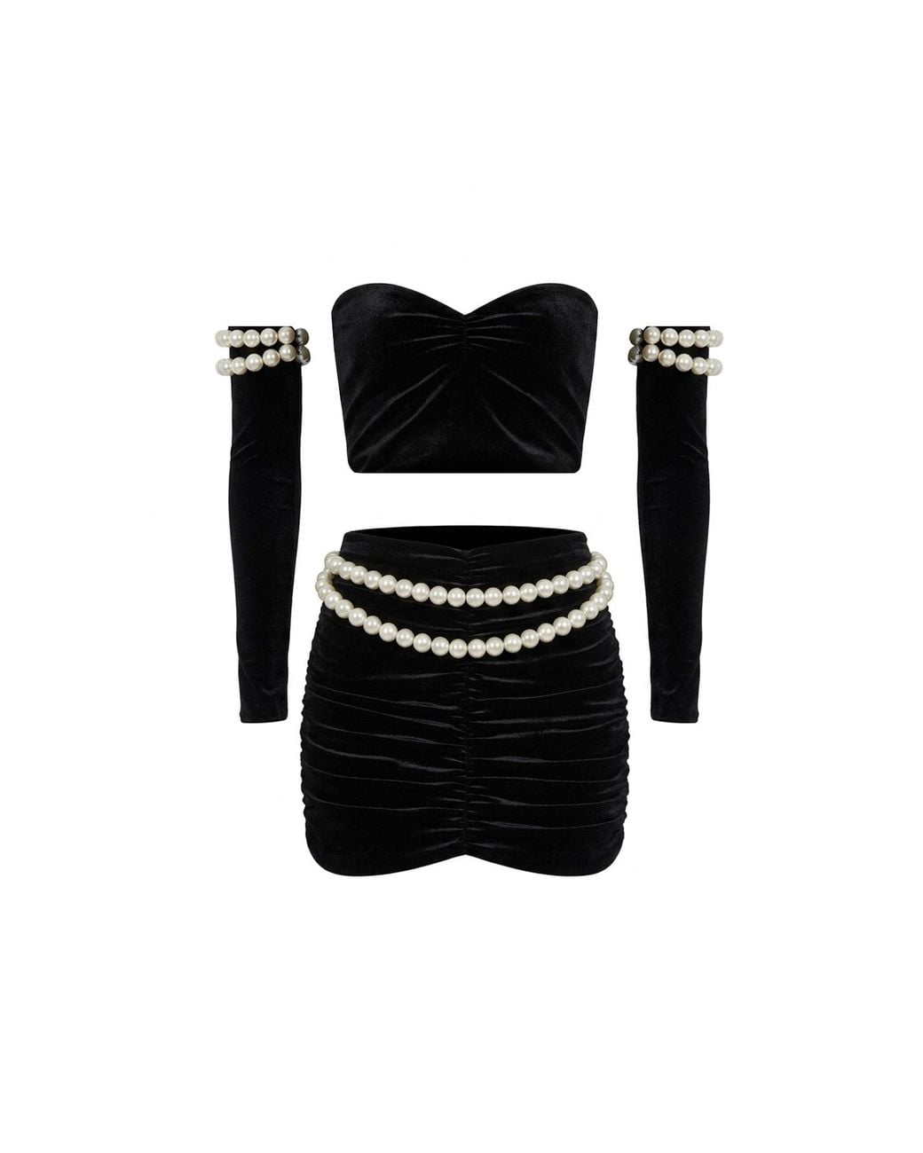 Nur Karaata Black Dover Velvet Co-Ord Set
