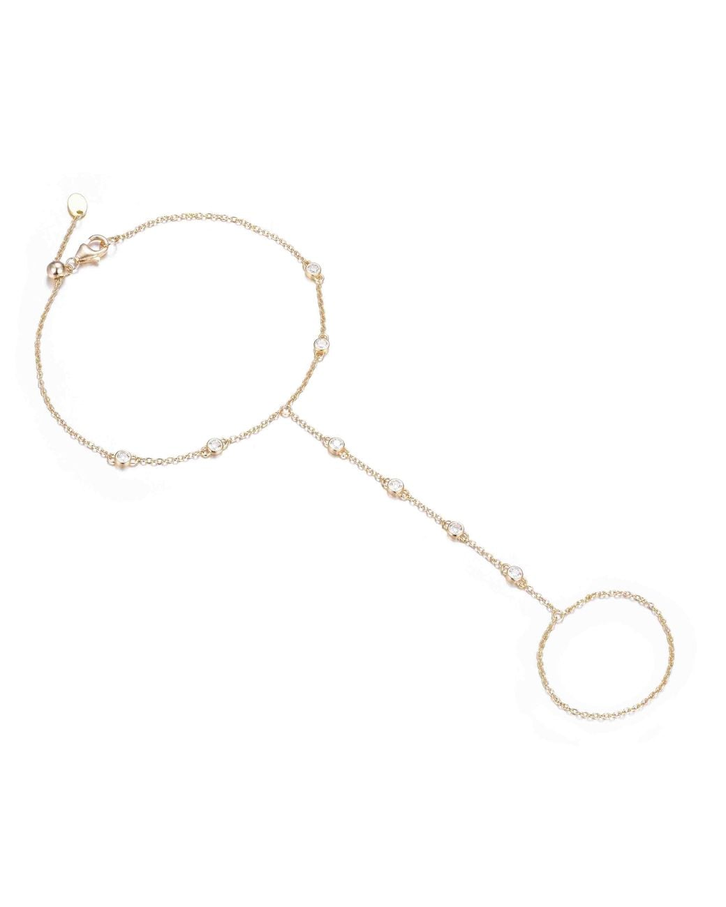 KAMARIA Metallic Eternal Line Hand Chain Bracelet With Crystals