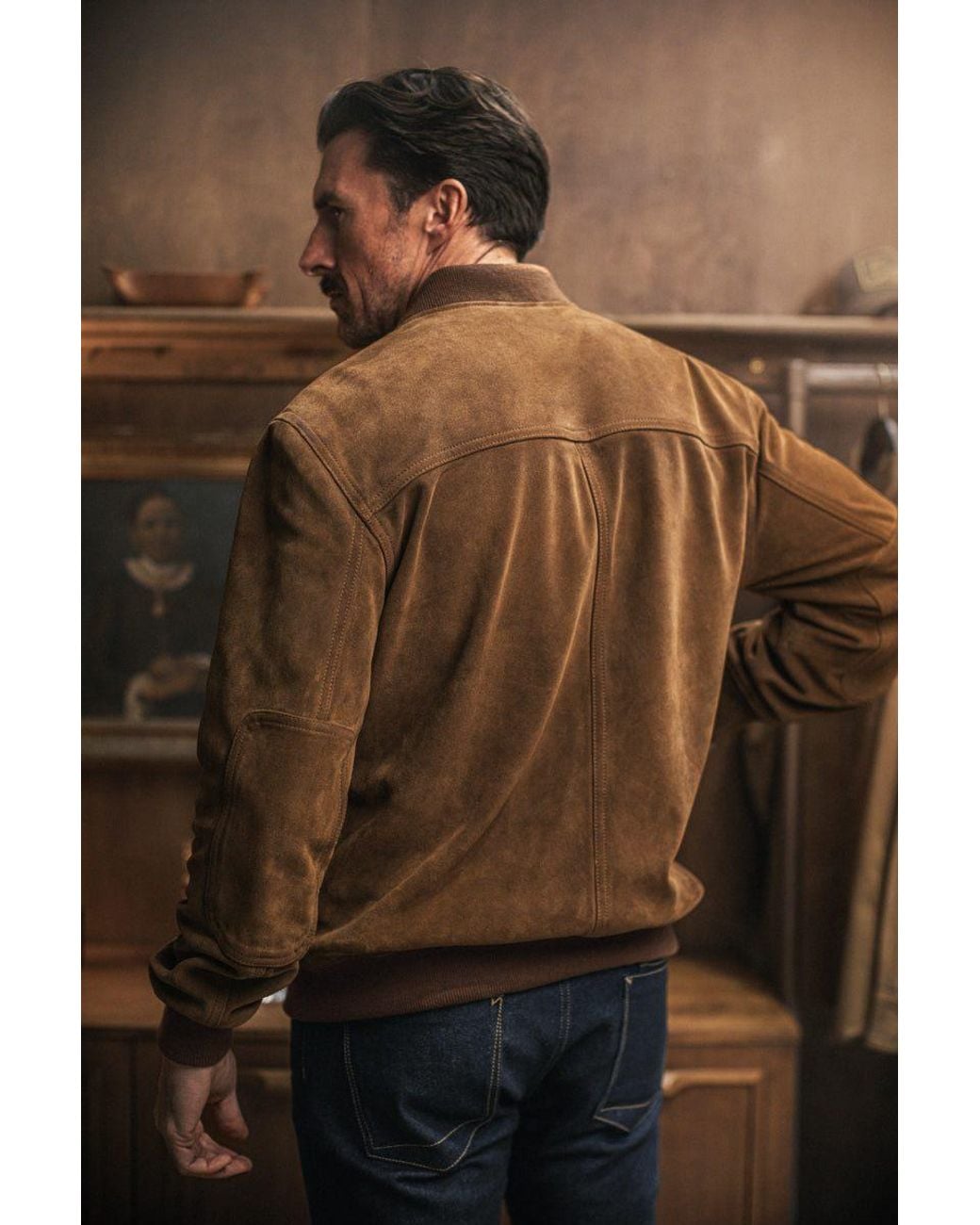 &SONS Trading Co Brown Buck Ridge Suede Bomber Tan for men