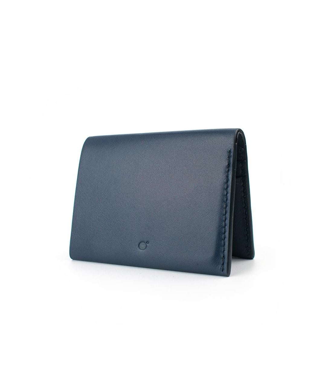 godi. Blue Handmade Bifold Leather Wallet for men