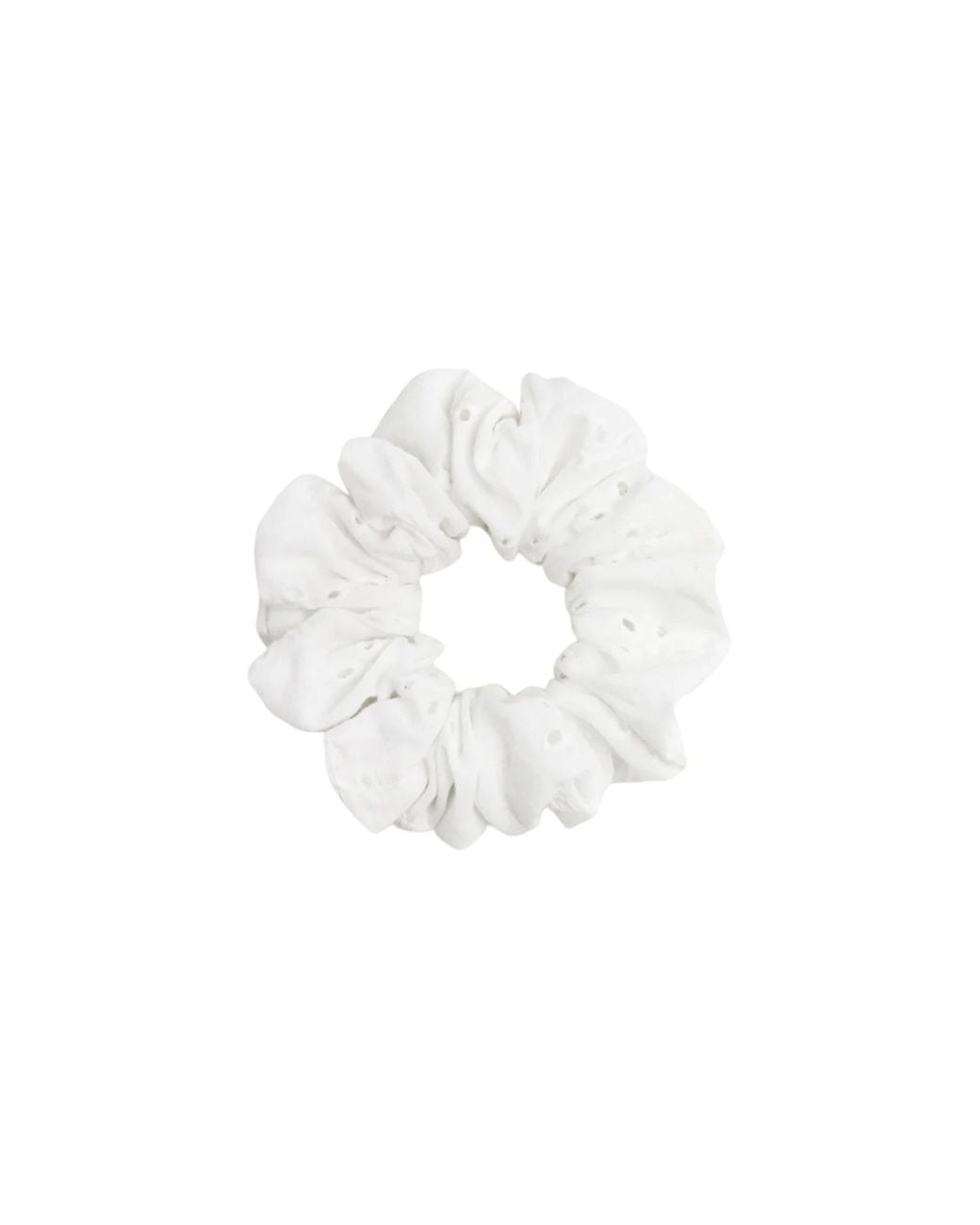 Cafide White English Embroidery Coral Check Scrunchie Hair Tie, Noa