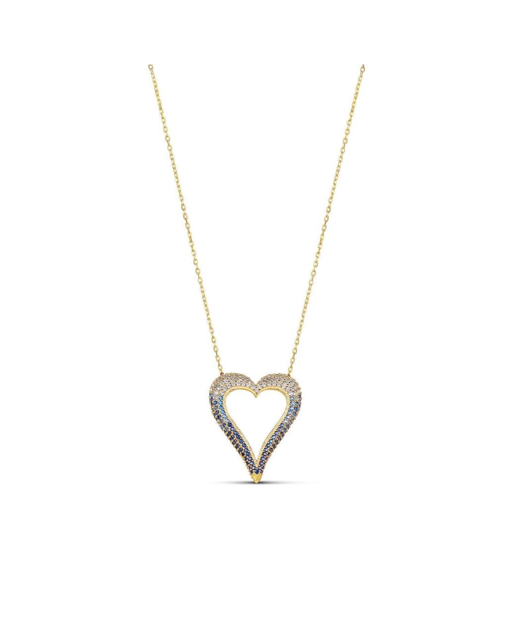 SHYMI Metallic Pave Ombre Cut Out Heart Necklace
