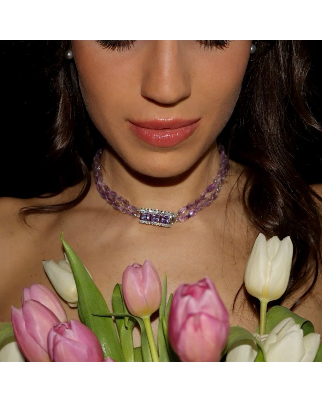 Mineralgems•Studio Purple Lilac Amethyst Two-Strand Choker