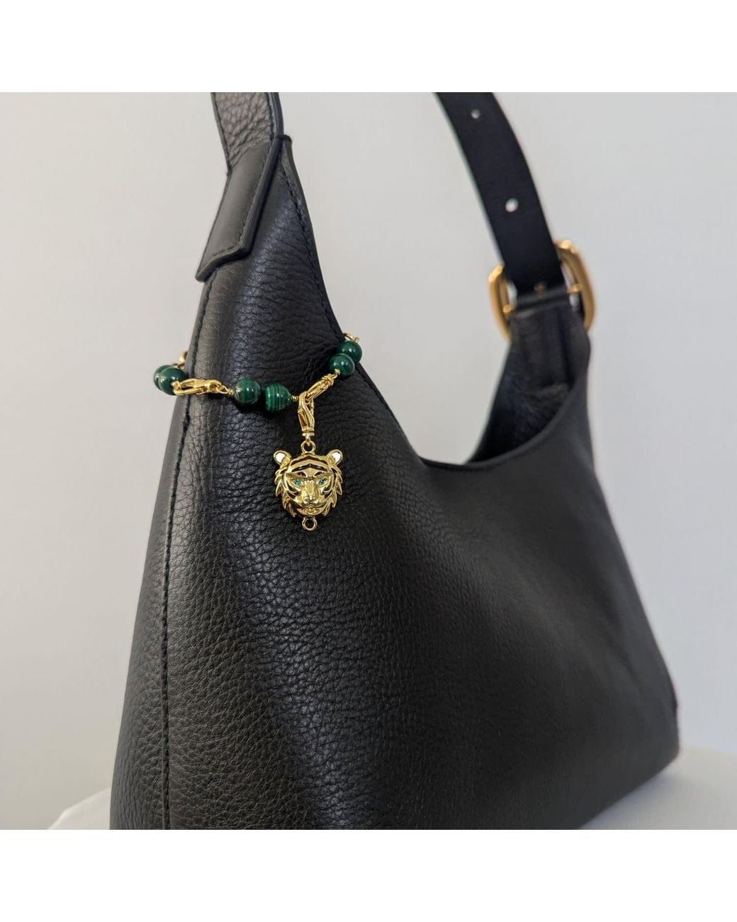 Frenvyrn Metallic Tiger Convertible Malachite Bracelet Bag Charm Medium