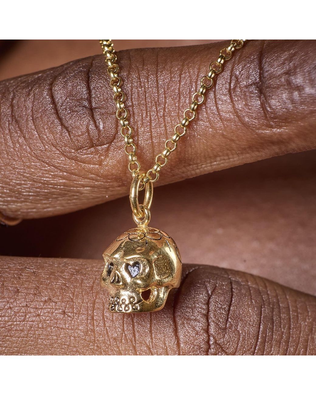 Scream Pretty Metallic Skull Charm Necklace