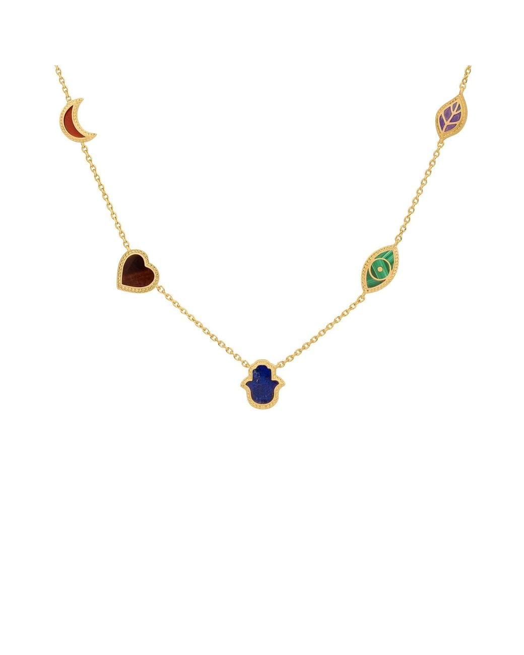 Karma and Luck Metallic Sublime Beauty Multi-Symbol & Multi-Gemstone Necklace