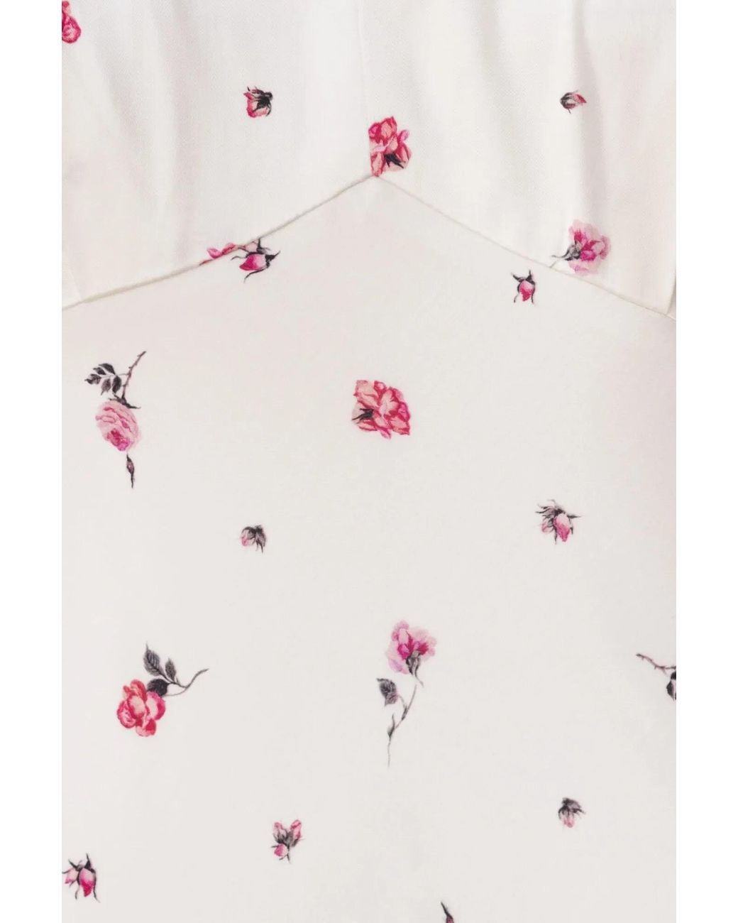 POST MERIDIEM White Floral Fitted Midi Dress With Lace