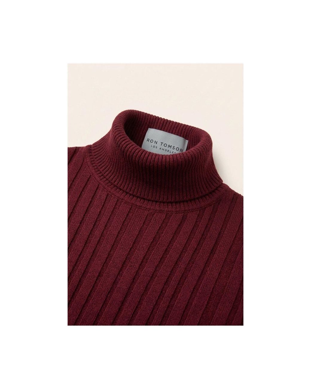 Ron Tomson Red Roll Neck Ribbed Sweater for men