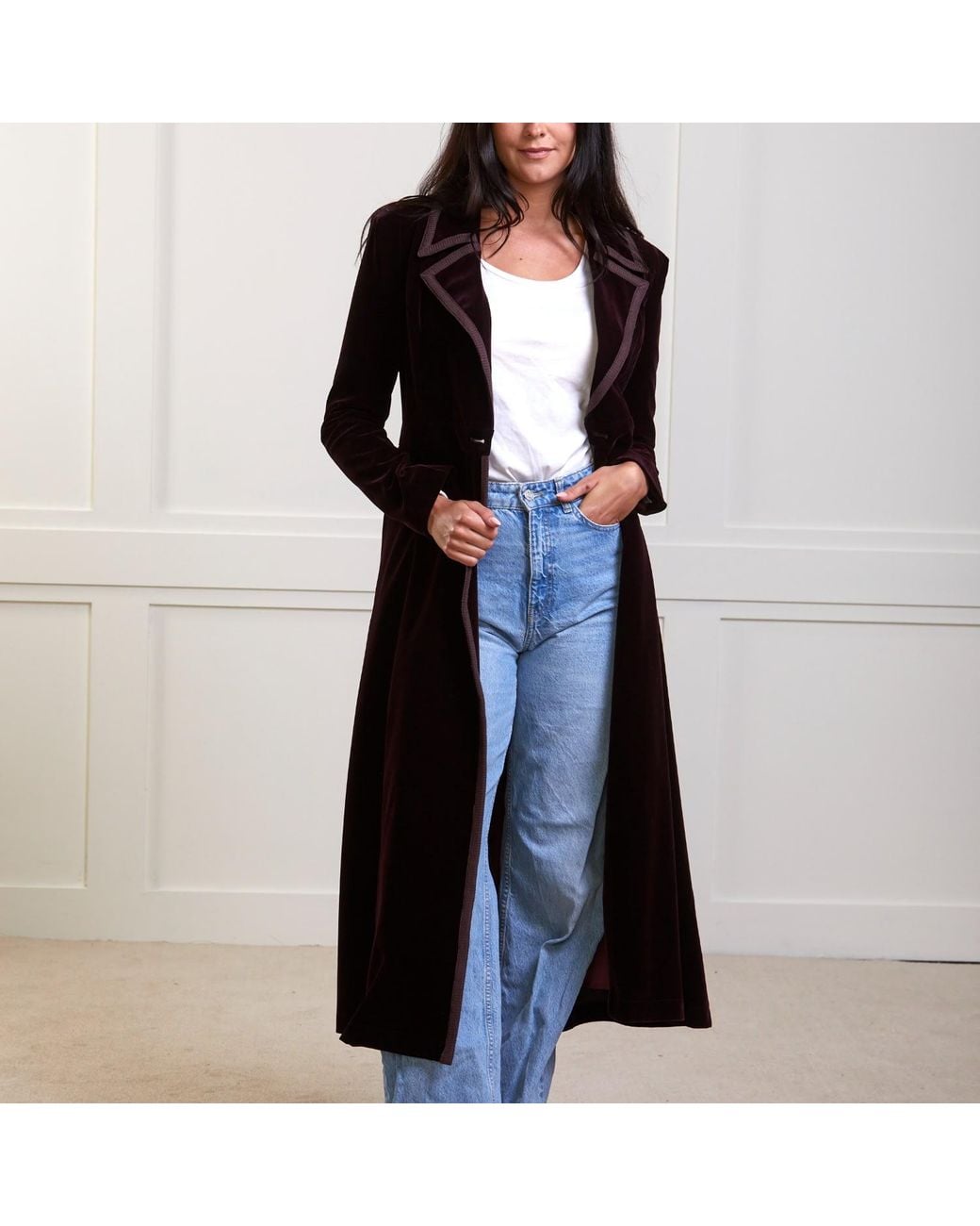Guinea London Purple Velvet Dress Coat