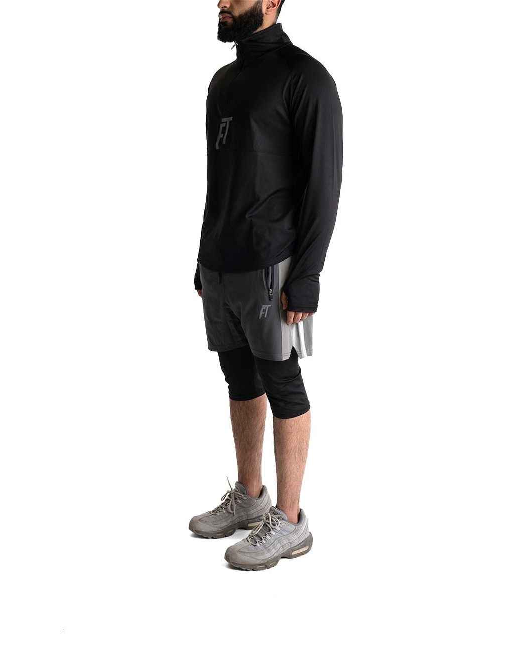 Foster Taylor Black Ft Quarter Zip Mock Neck for men