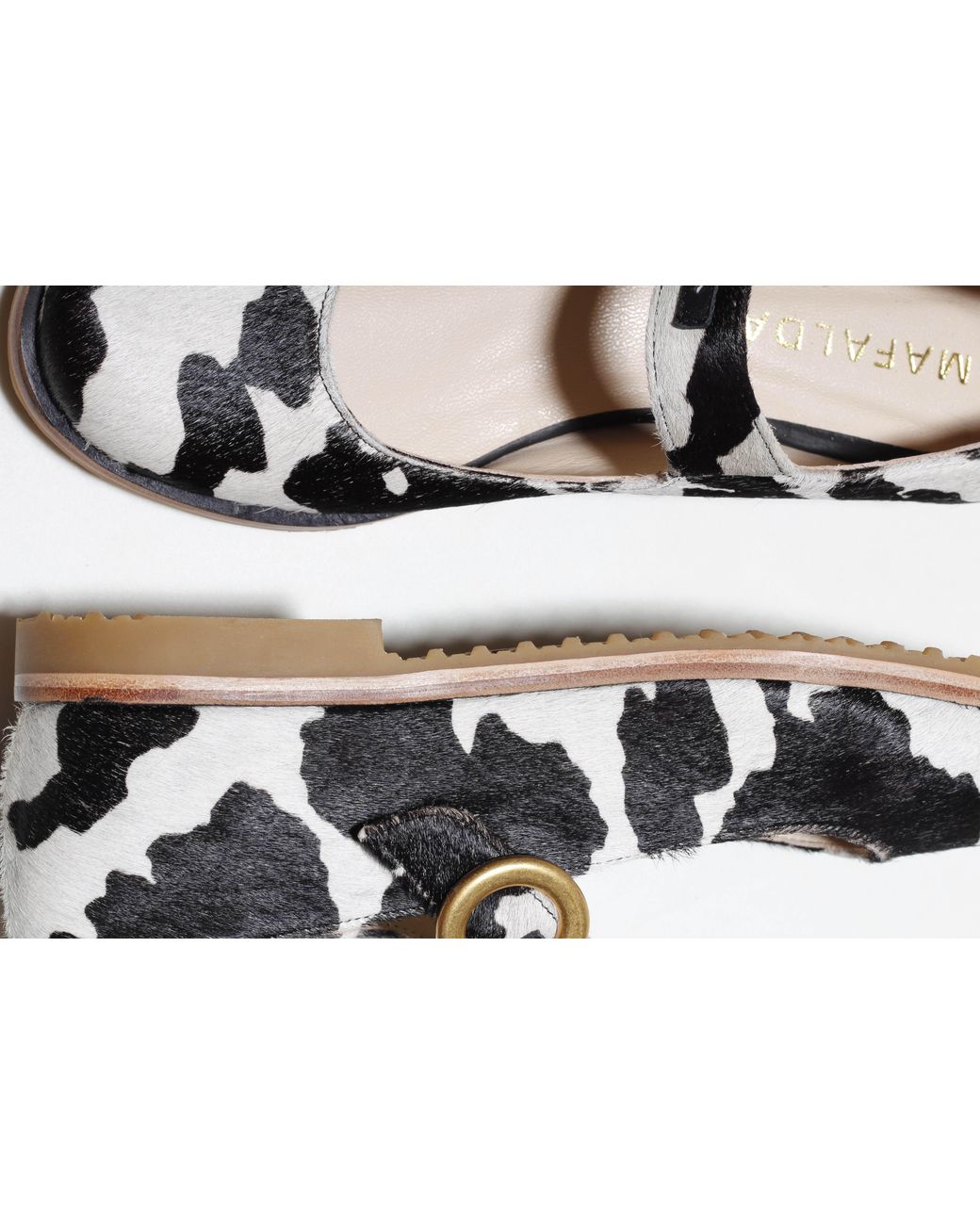 Mafalda Black Betina Cow-Print Mary Janes