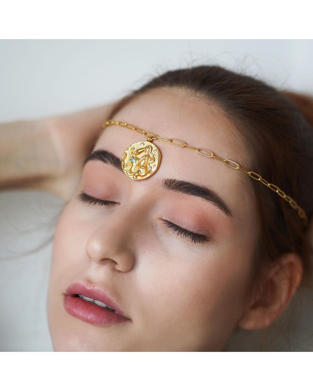 Aurozia Metallic Constellations Aquarius Double-Sided Coin Necklace