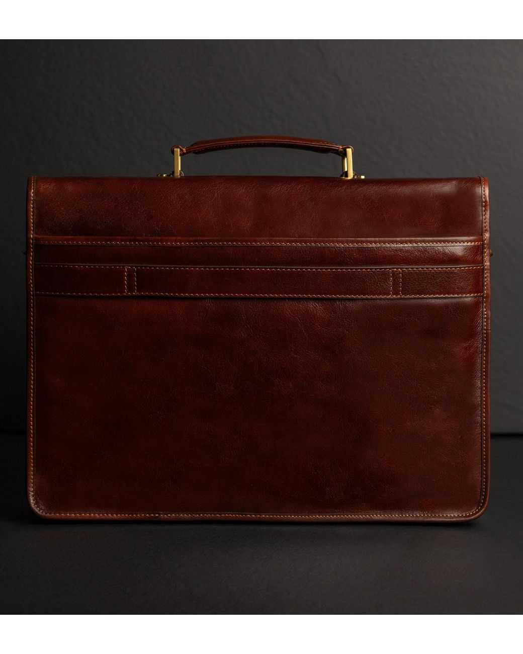 Time Resistance Brown Leather Satchel Bag for men